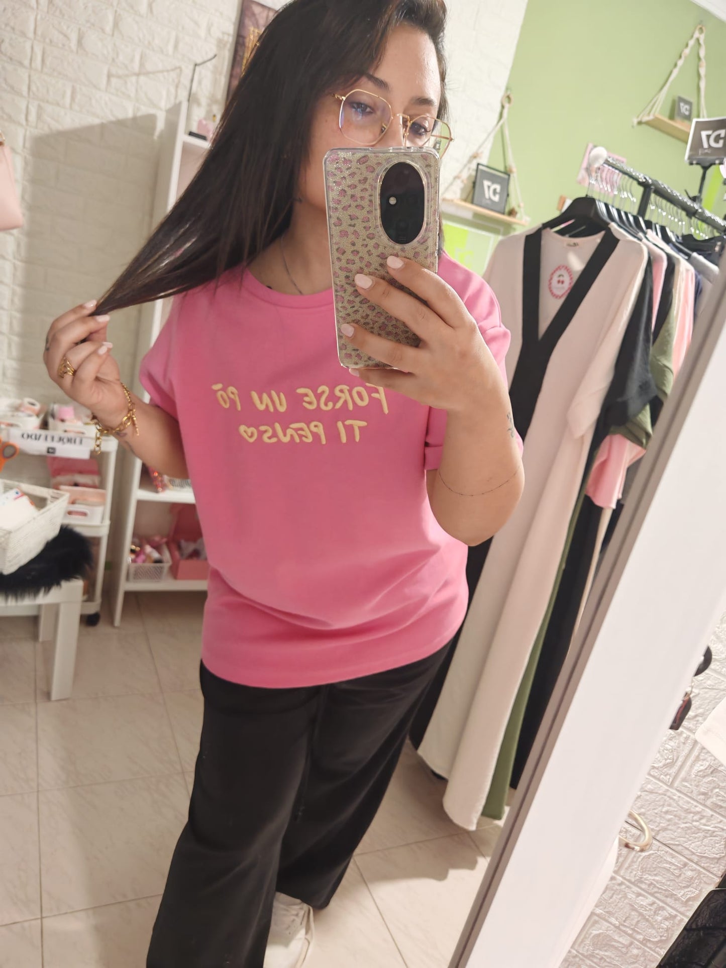 Camiseta "Ti Penso" Rosa Lum