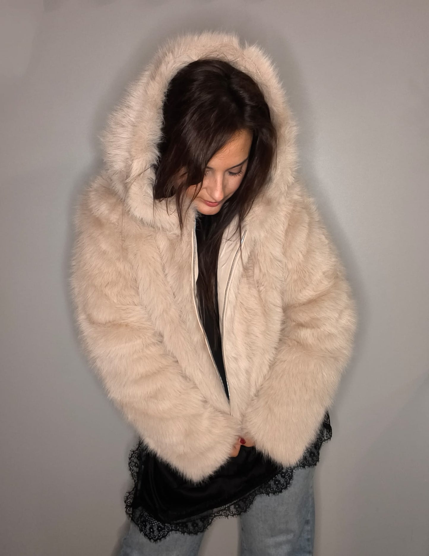 Abrigo Pelo Estela Beige