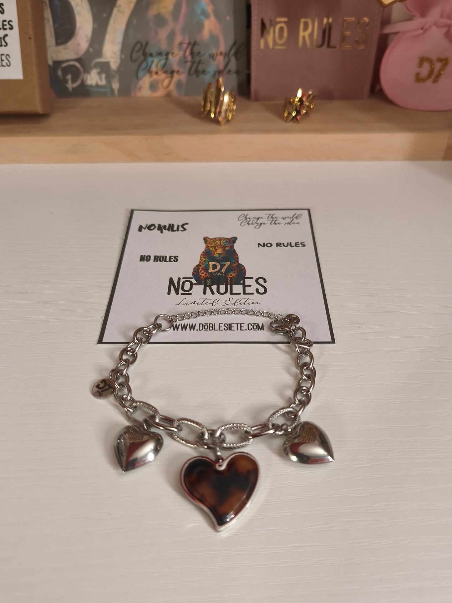 Pulsera Corazón Leopardo NR No Rules - D7