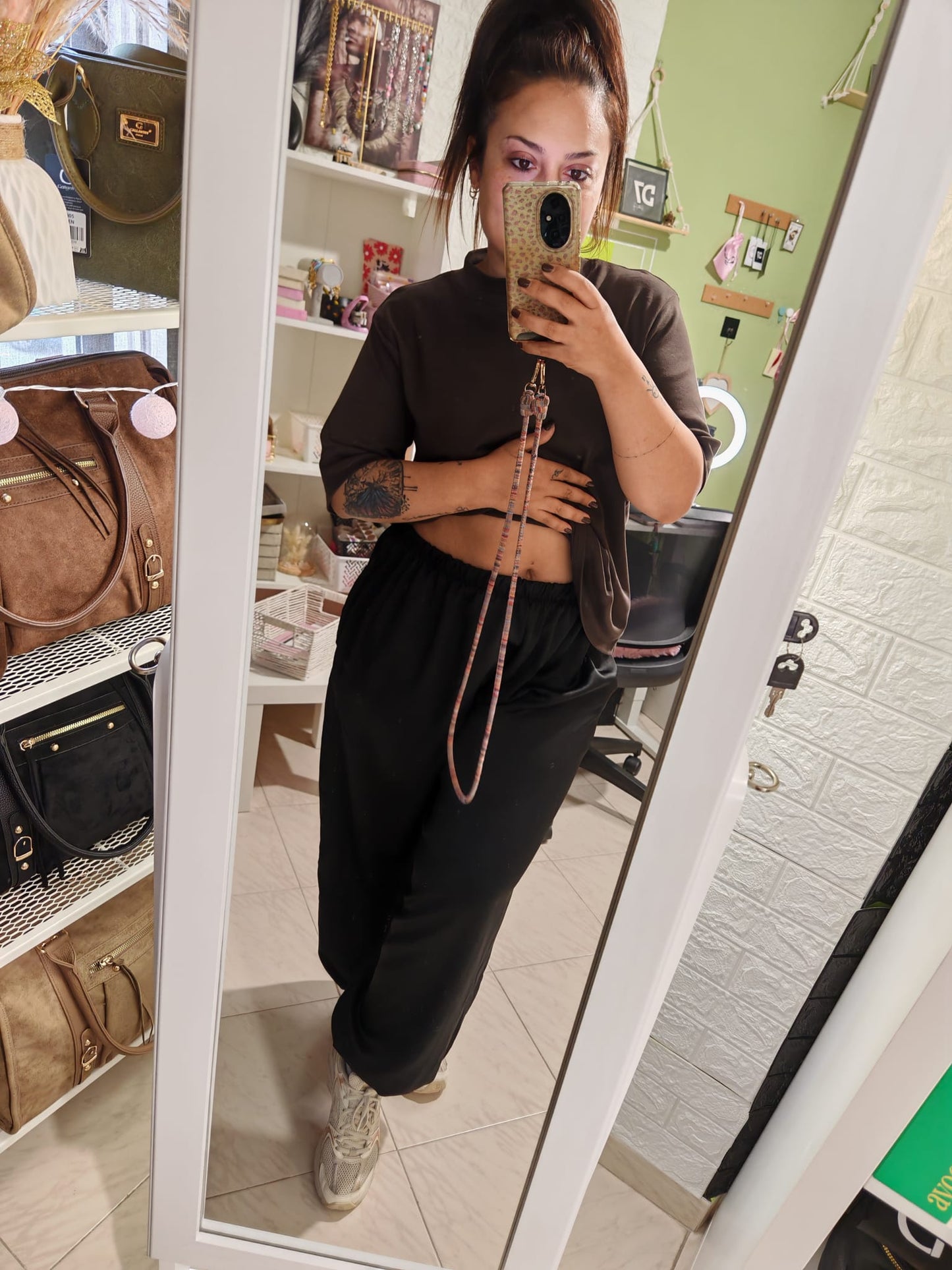 Pantalón Bombacho Satinado Negro