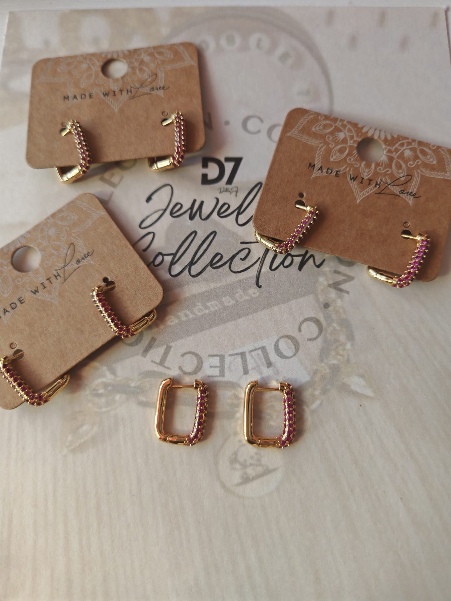 Pendientes GEO Oro Fucsia