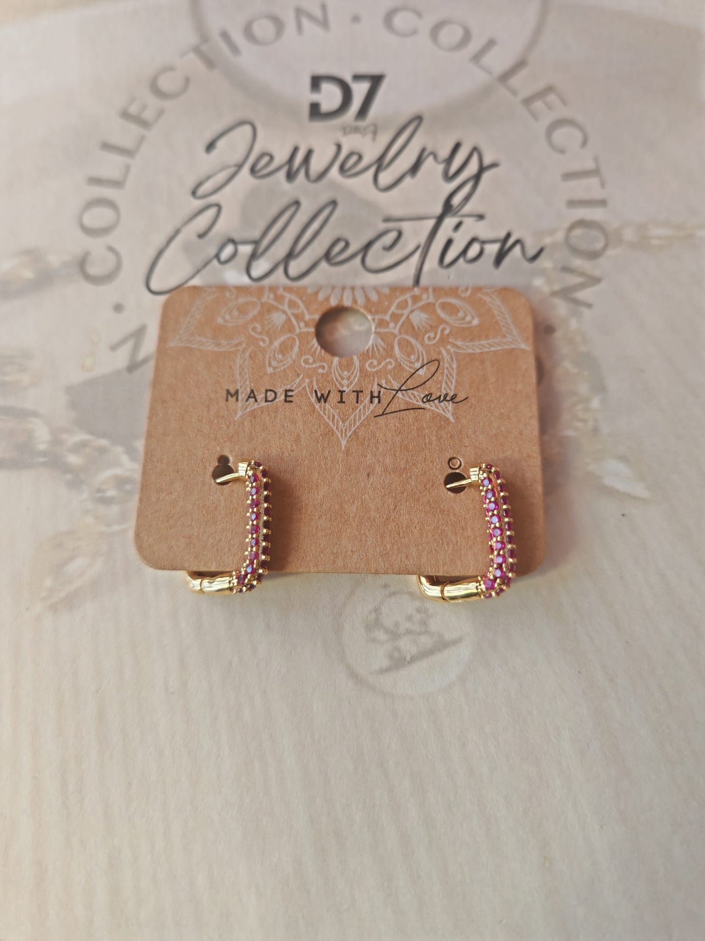 Pendientes GEO Oro Fucsia