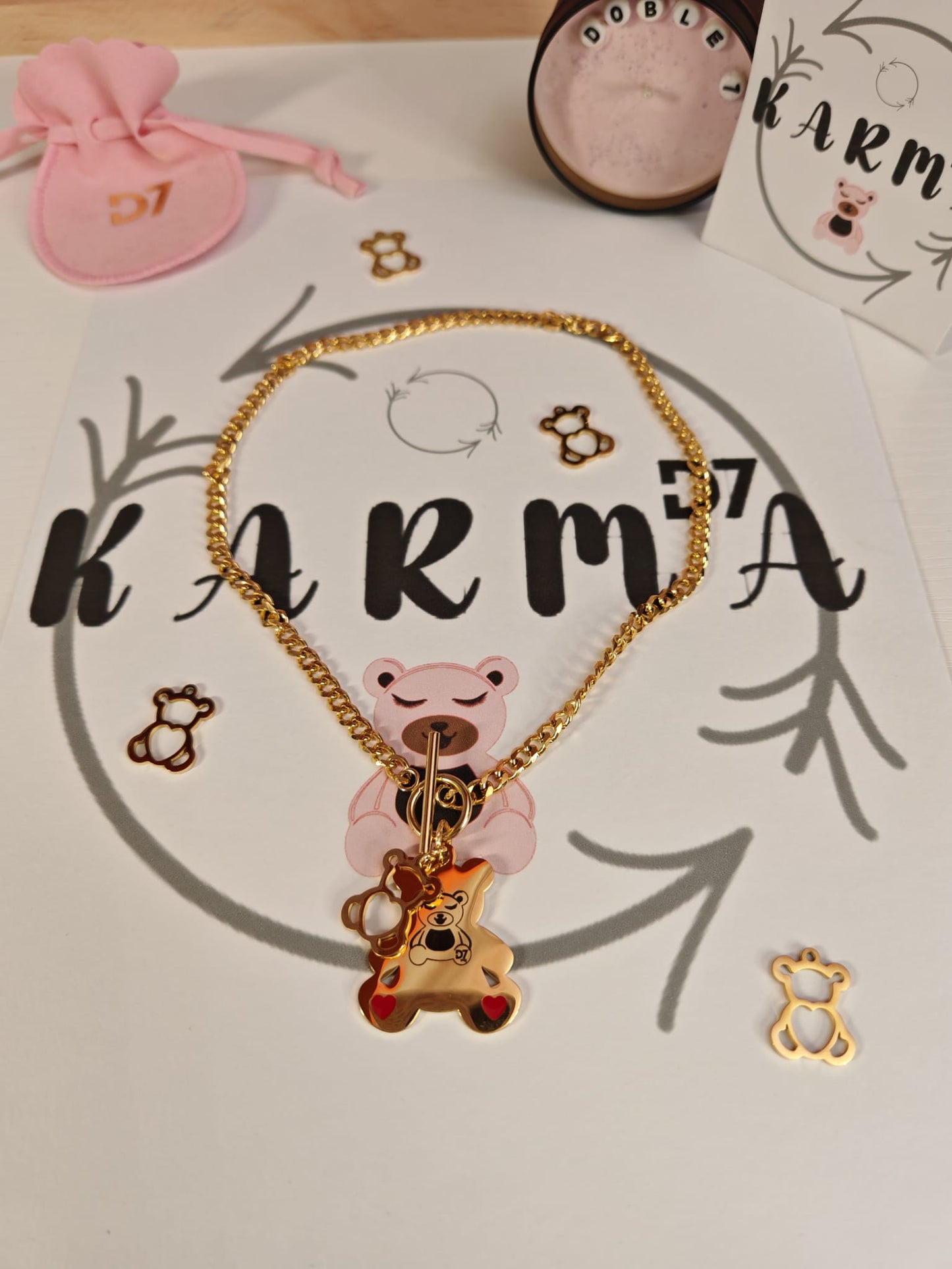 Collar Oso Karma Oro - D7 - Eslabones