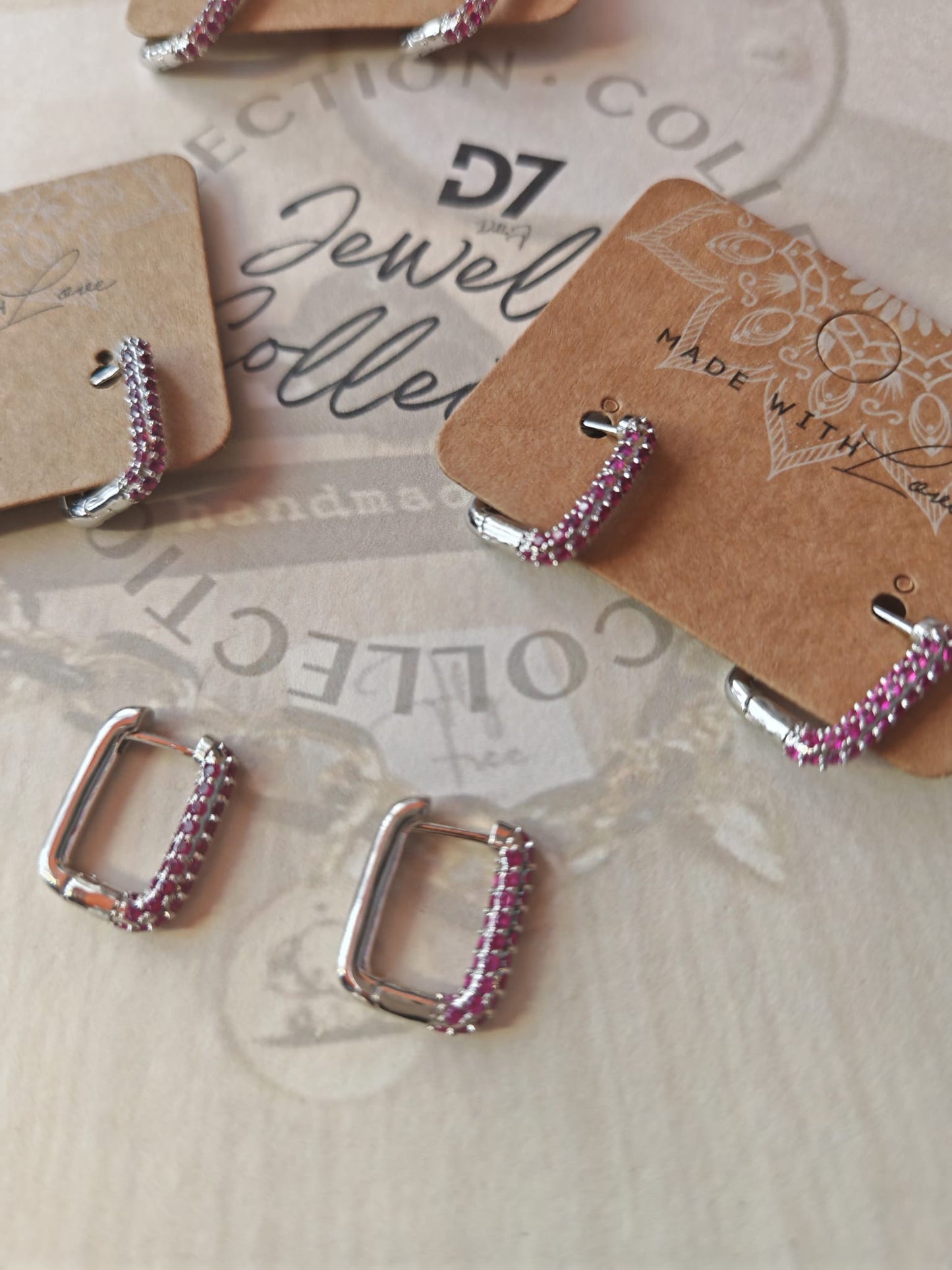 Pendientes GEO Plata Fucsia