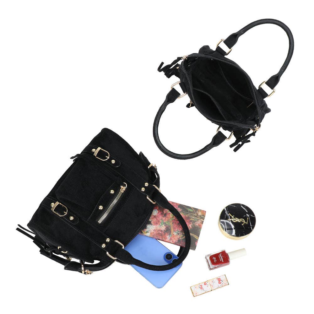 Skyla Pequeño Ante NEGRO Dorado