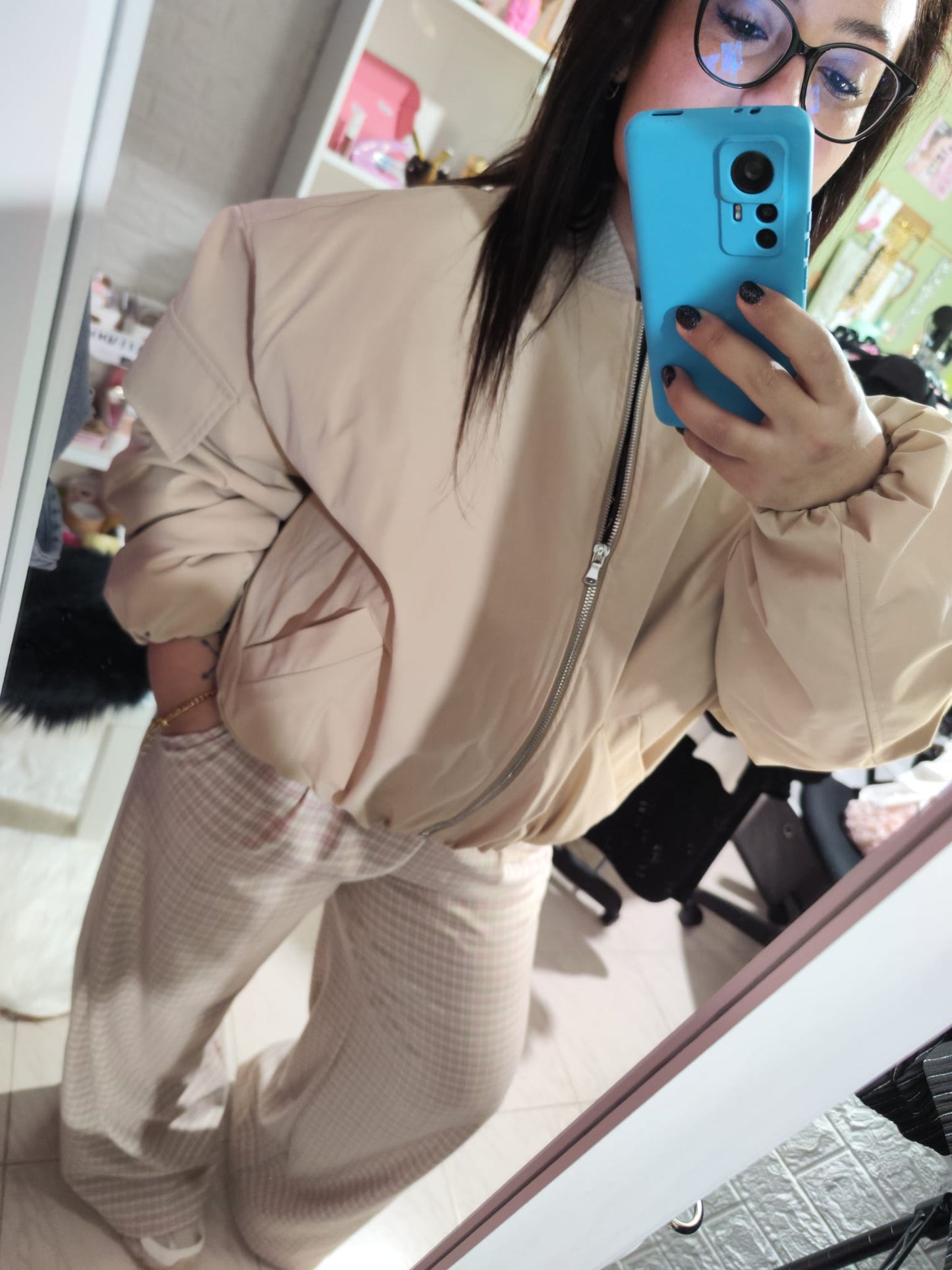 CHAQUETA BOMBER BEIGE LUM