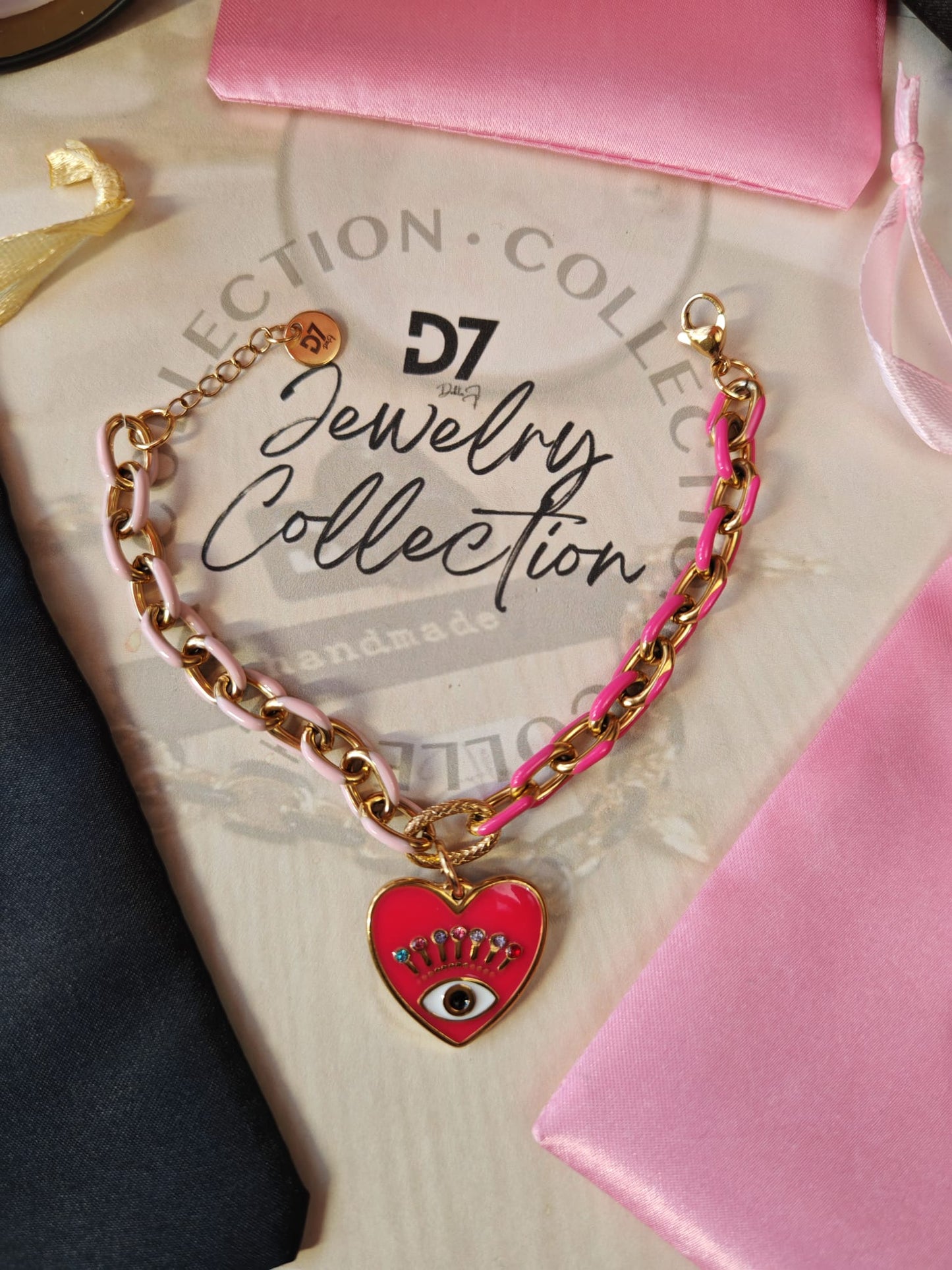 Pulsera Ojo Circonitas Fucsia D7