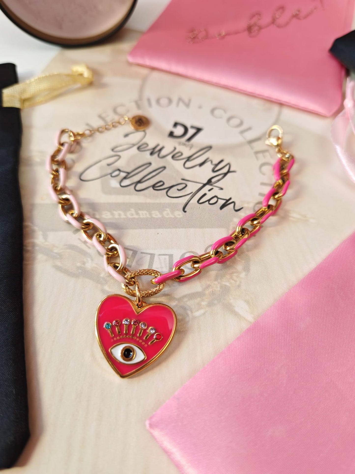 Pulsera Ojo Circonitas Fucsia D7