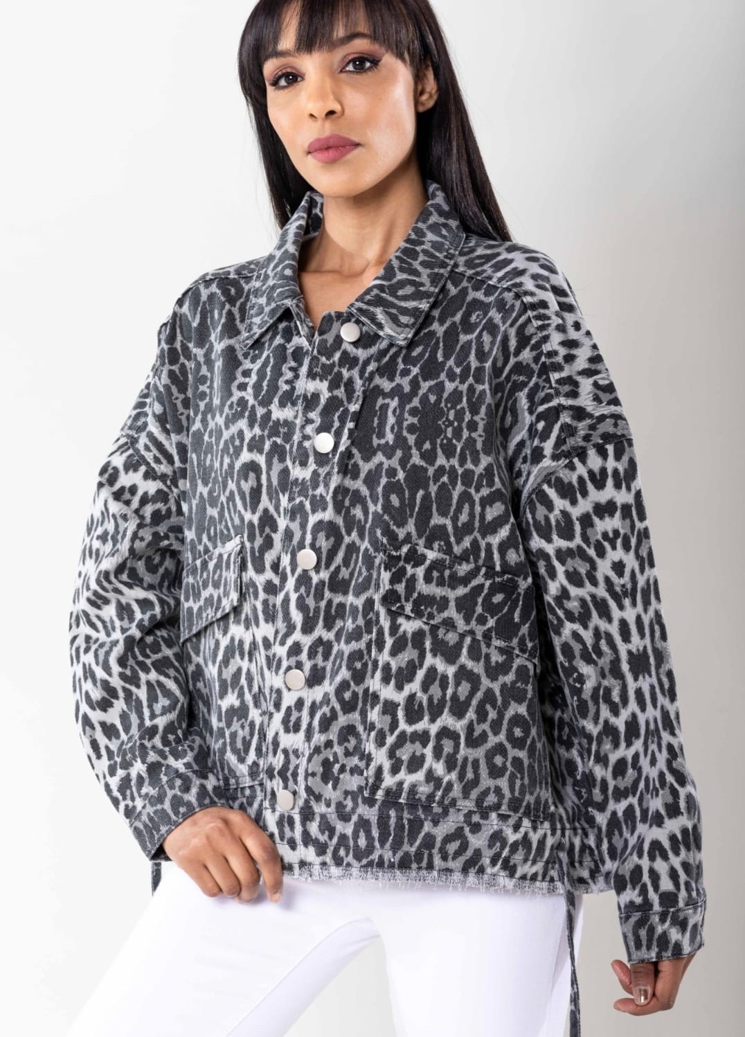 Chaqueta Print Gris Over Nina Carter