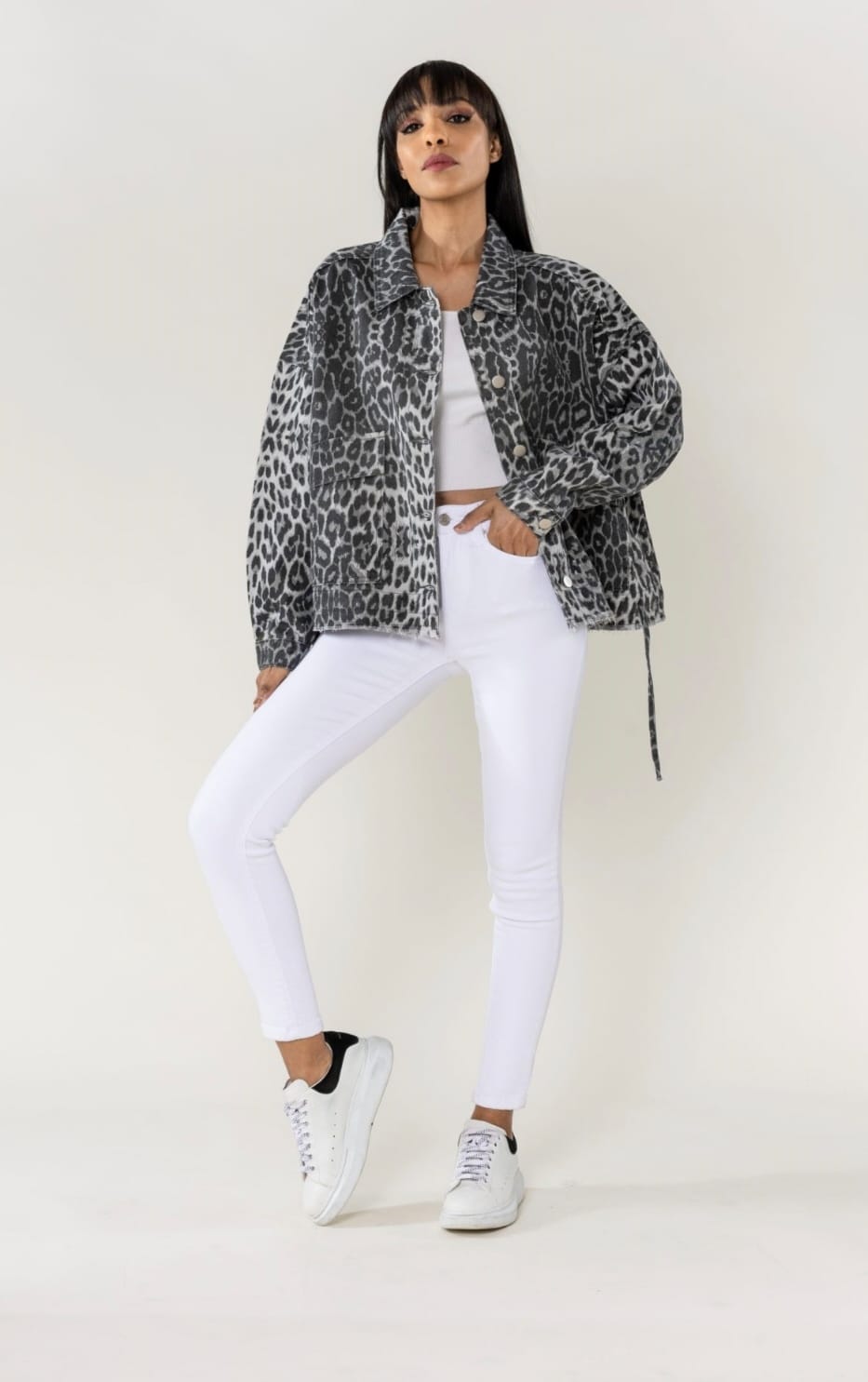 Chaqueta Print Gris Over Nina Carter