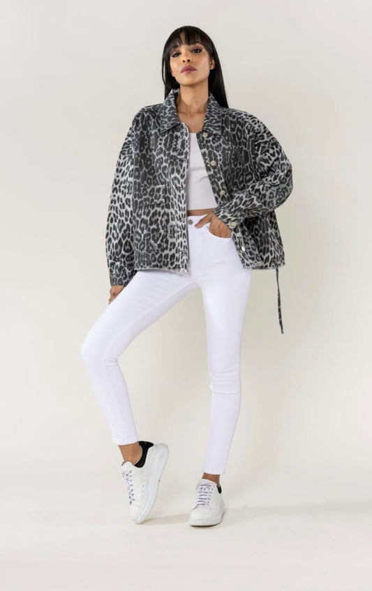 Chaqueta Print Gris Over Nina Carter
