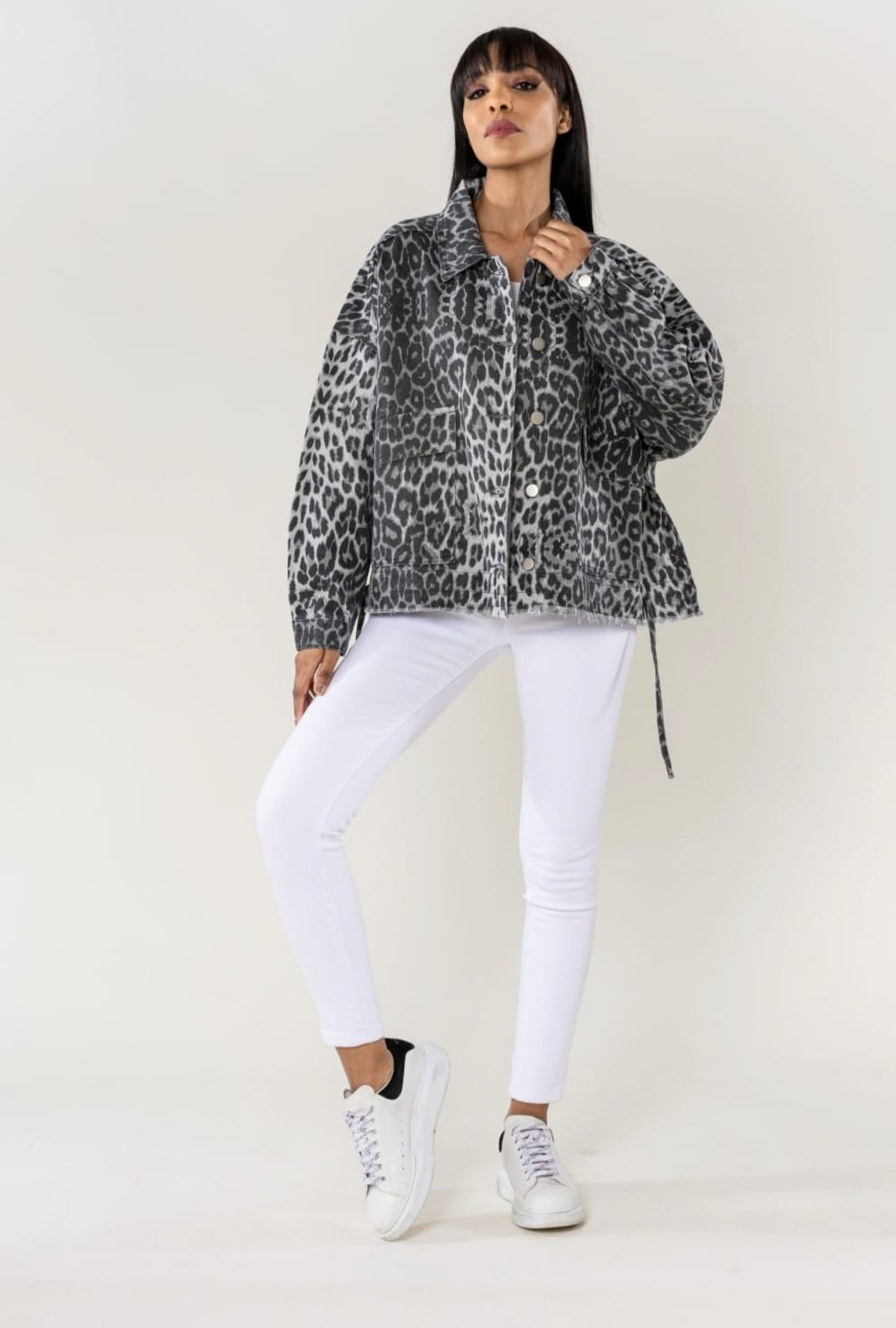 Chaqueta Print Gris Over Nina Carter
