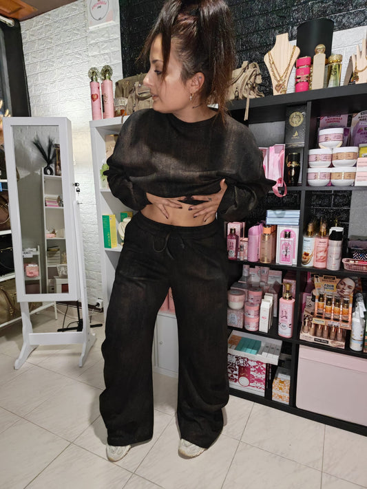 Pantalón Brillante Negro Lumina