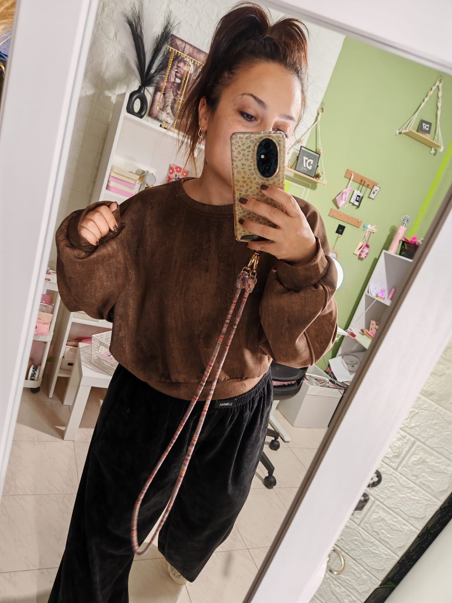 Sudadera Brillante Marrón Lumina