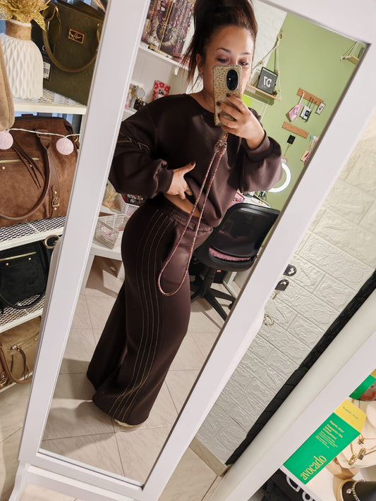 Pantalón Franjas Brillo Choco AMY