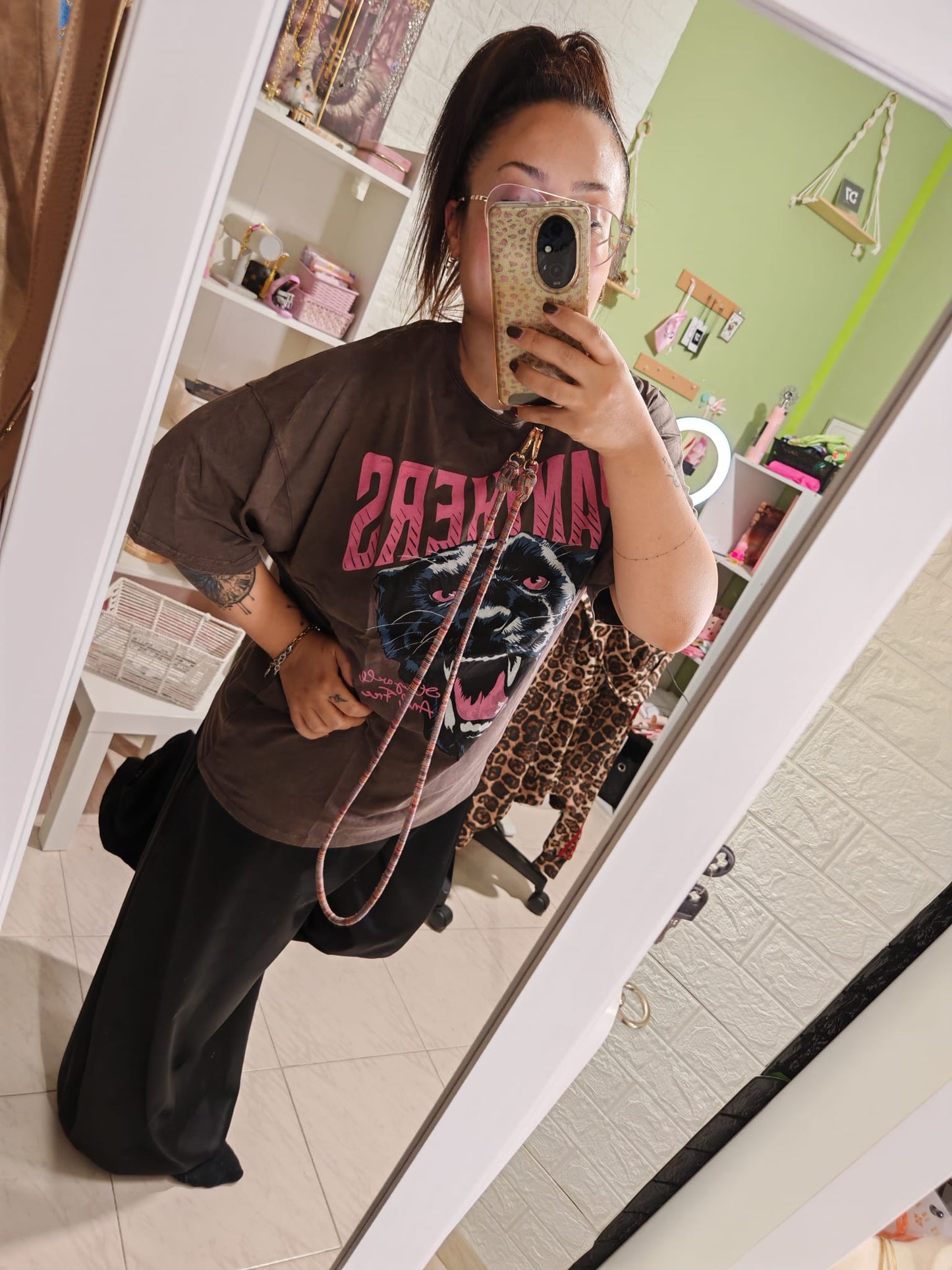 Camiseta Over Pantera Chocolate