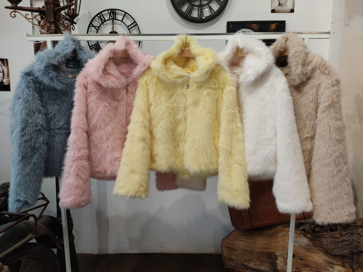 Abrigo Pelo Estela Rosa y Azul