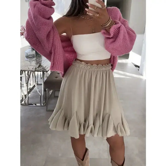Falda vuelo corta Beige
