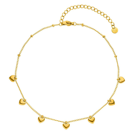Tobillera Linda corazón | bañada en oro de 18 quilates