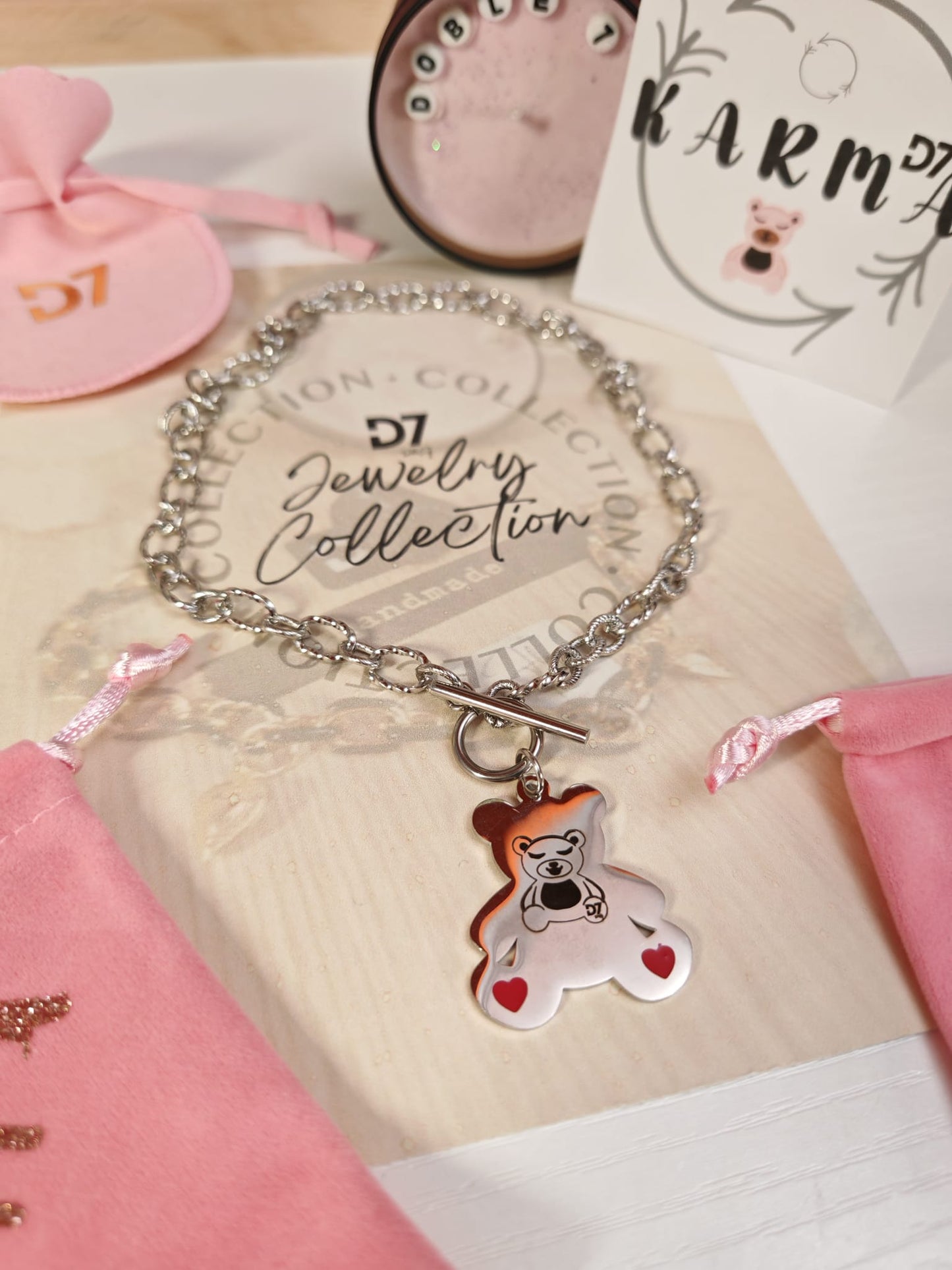 Collar Oso Karma Plata - D7