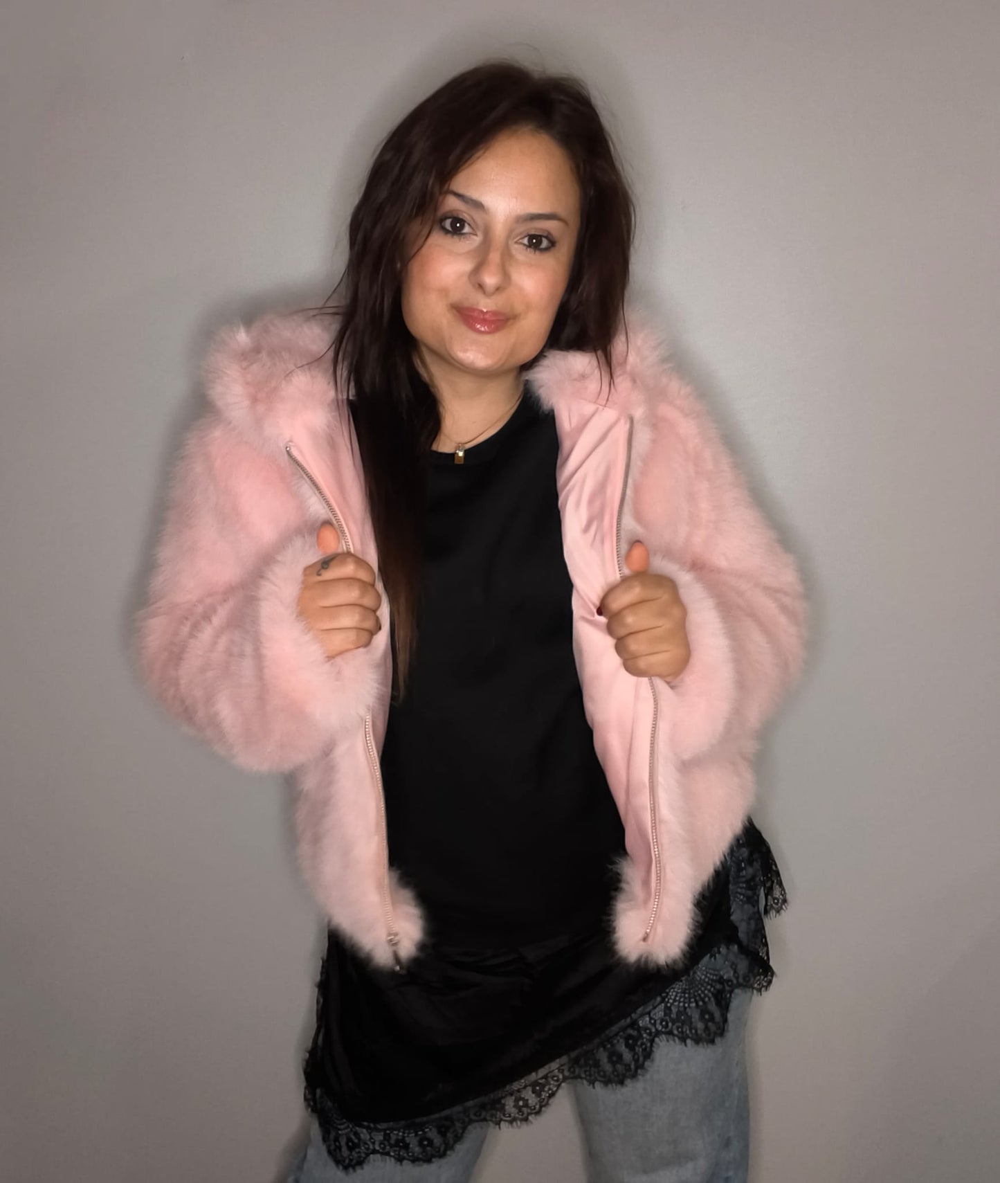 Abrigo Pelo Estela Rosa y Azul