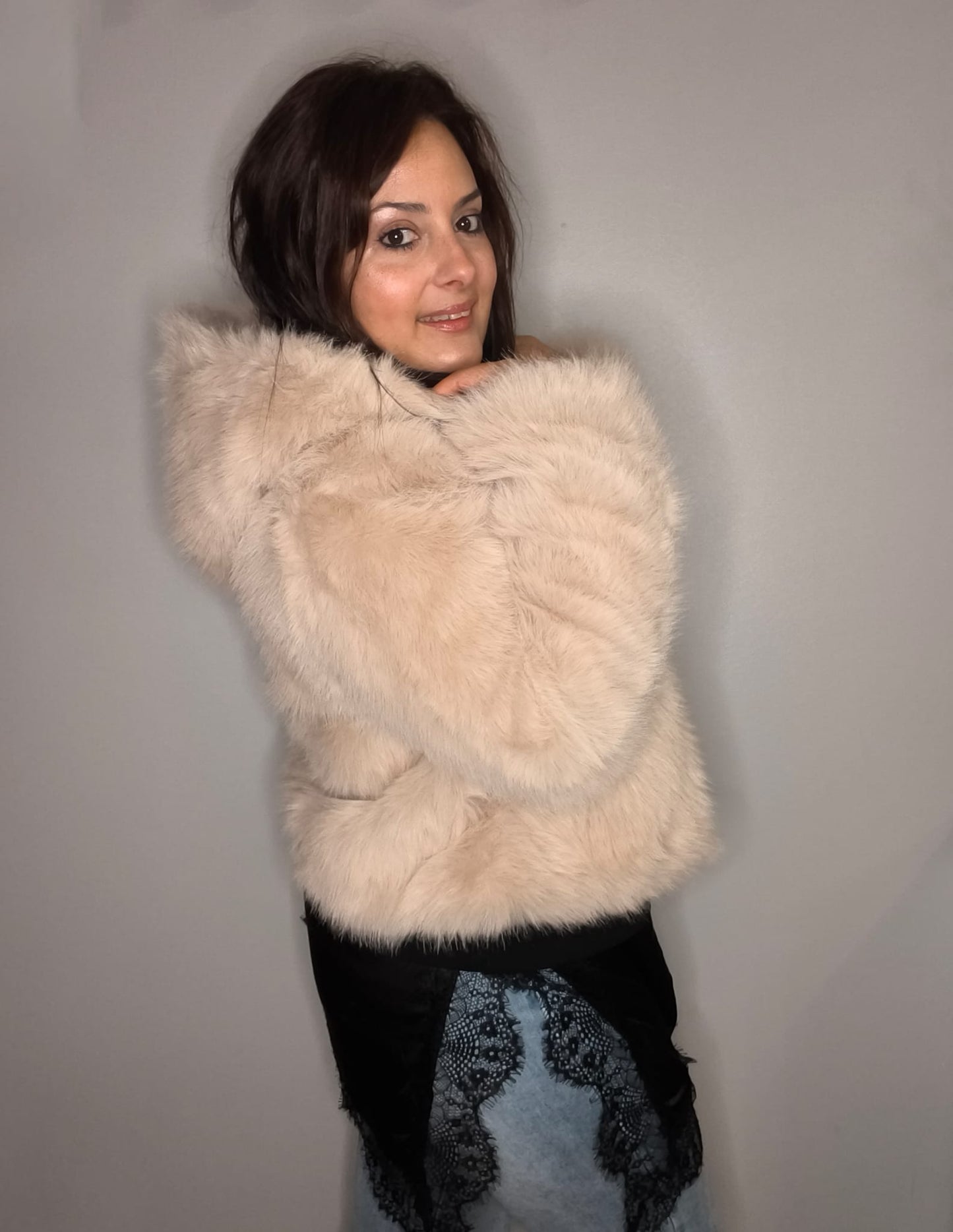 Abrigo Pelo Estela Beige