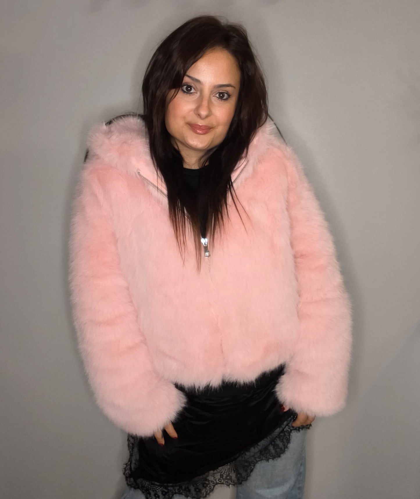 Abrigo Pelo Estela Rosa y Azul