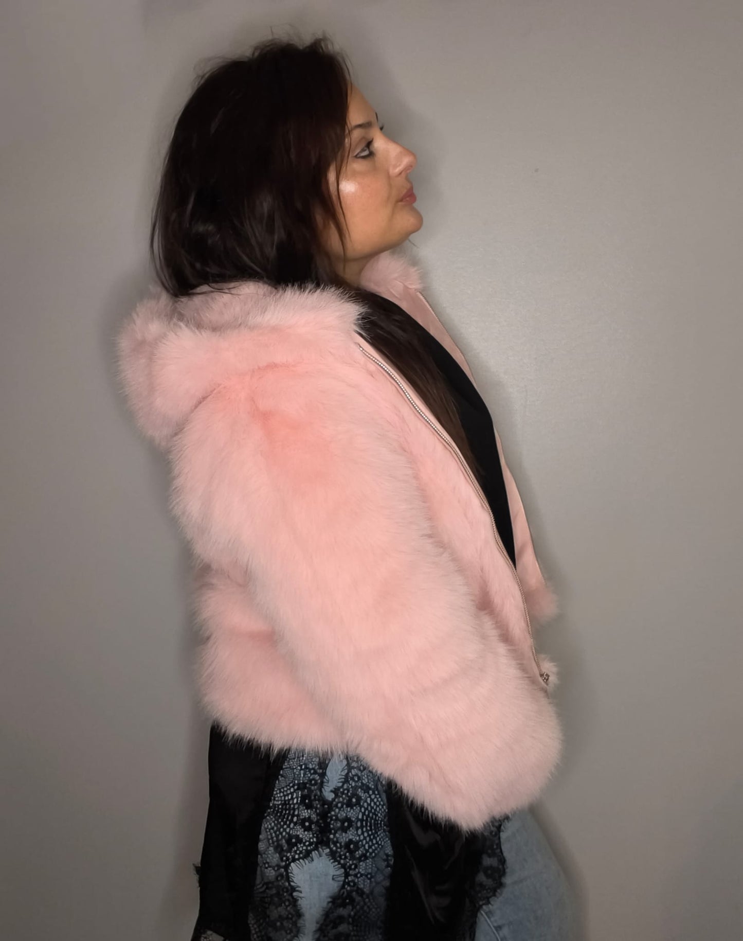 Abrigo Pelo Estela Rosa y Azul