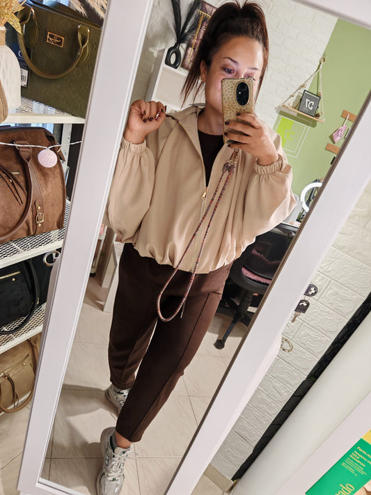 Chaqueta Abullonada Beige