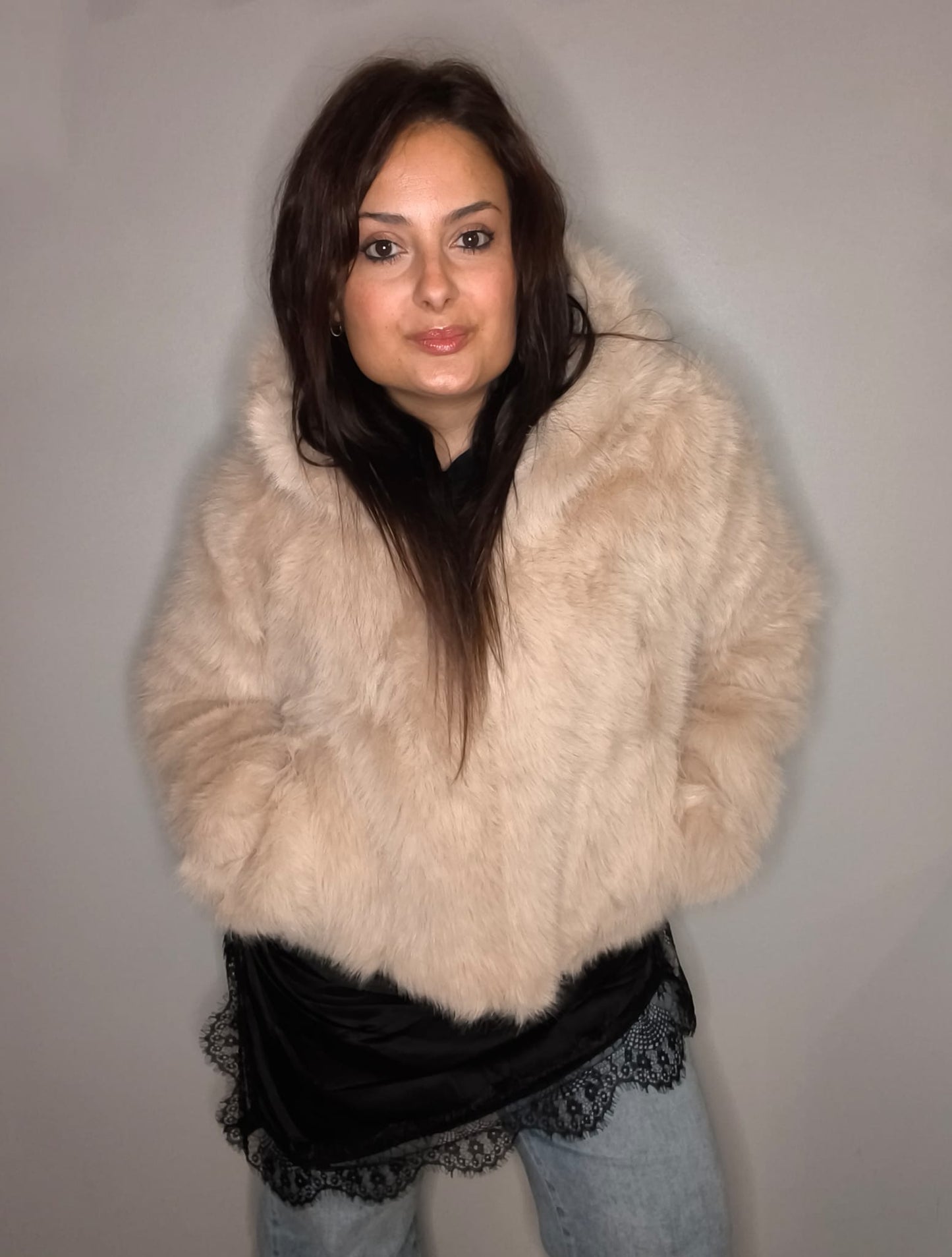 Abrigo Pelo Estela Beige