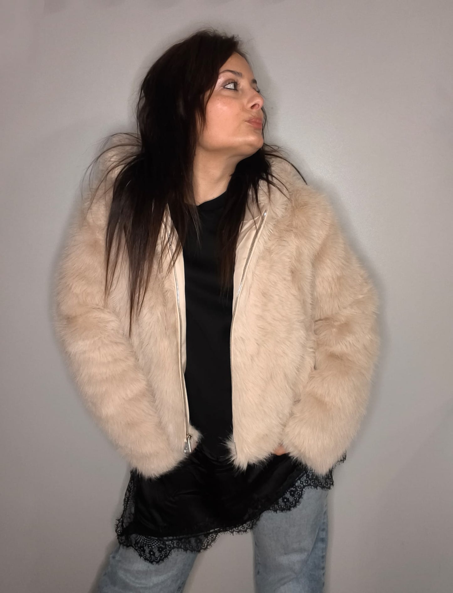 Abrigo Pelo Estela Beige