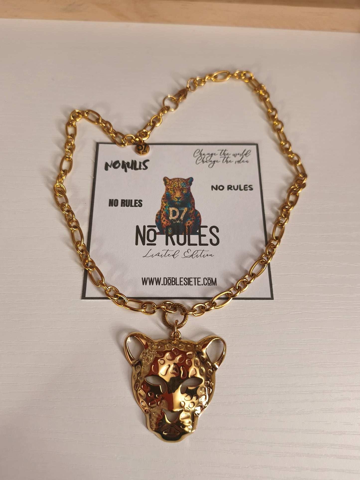 Collar Leopardo NR No Rules - D7 Oro