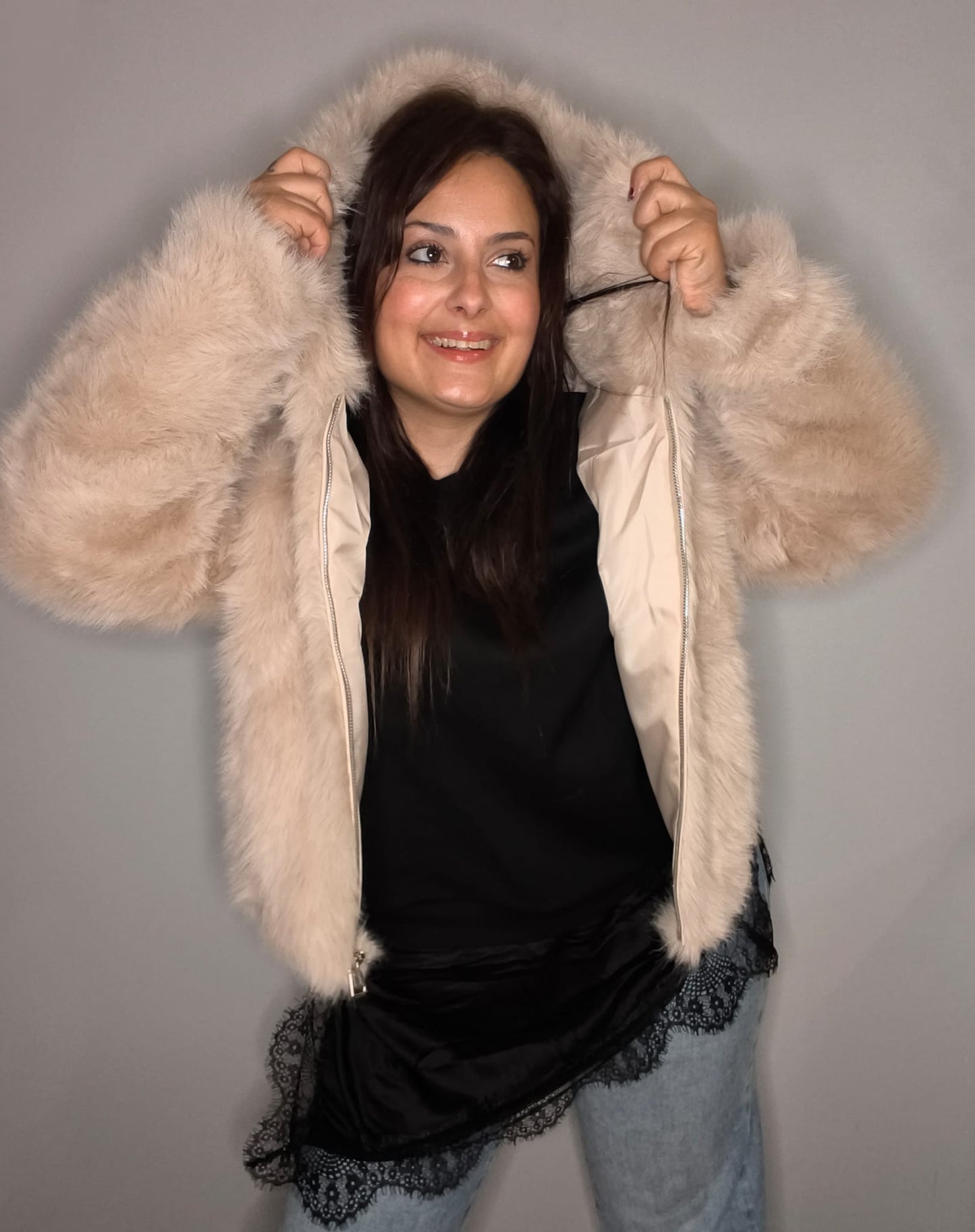 Abrigo Pelo Estela Beige