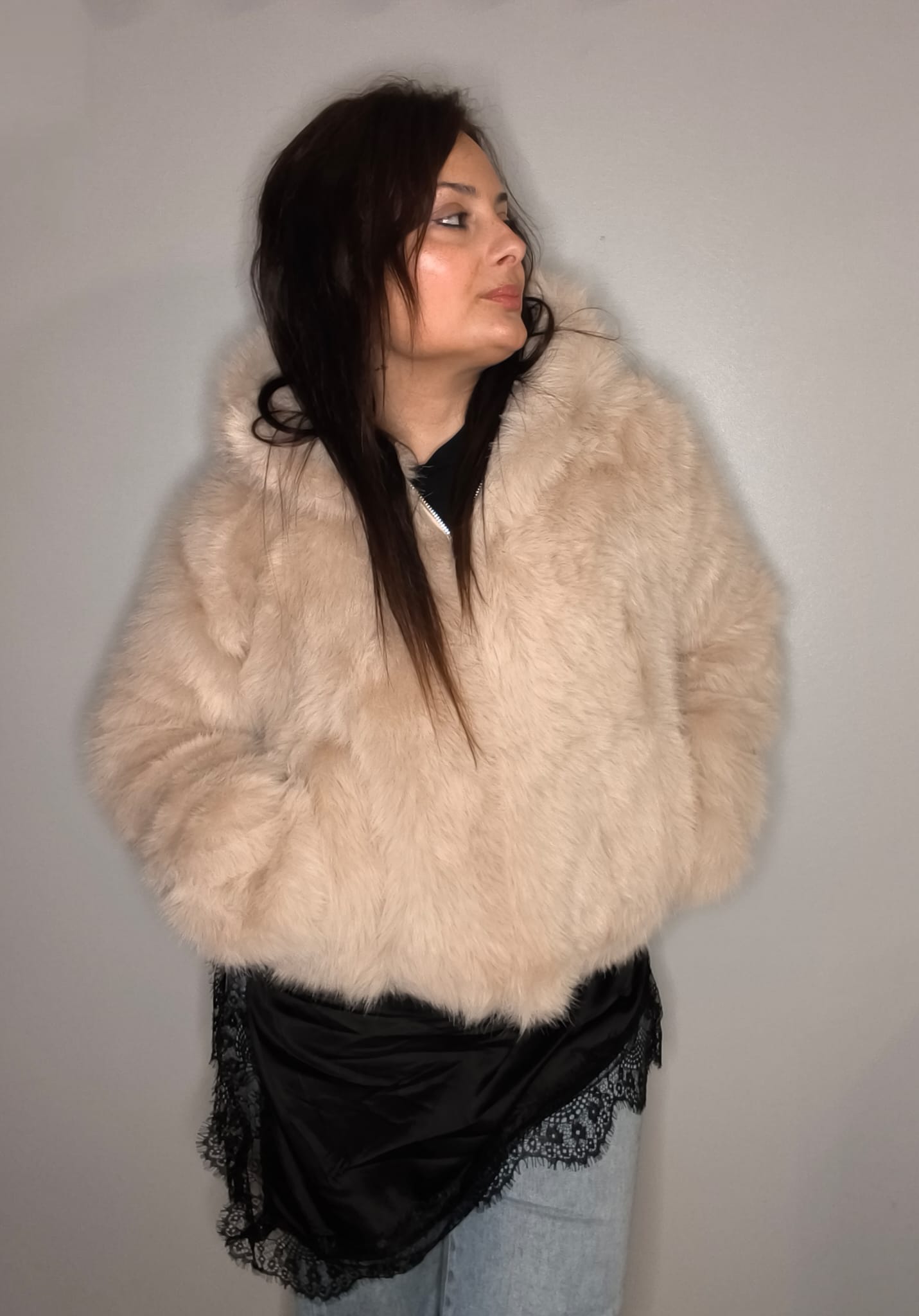 Abrigo Pelo Estela Beige