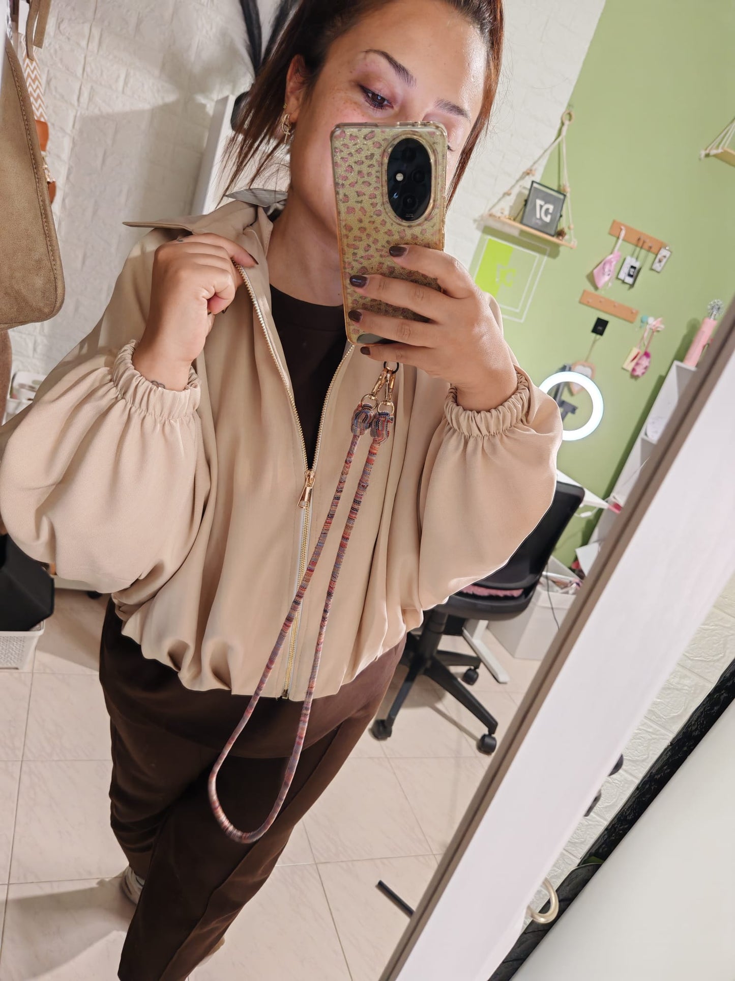 Chaqueta Abullonada Beige