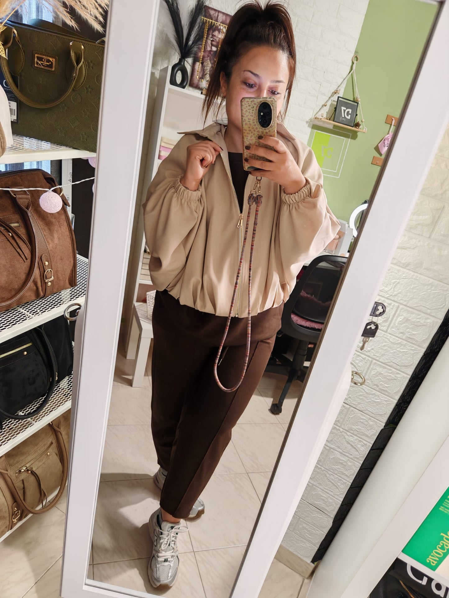 Chaqueta Abullonada Beige