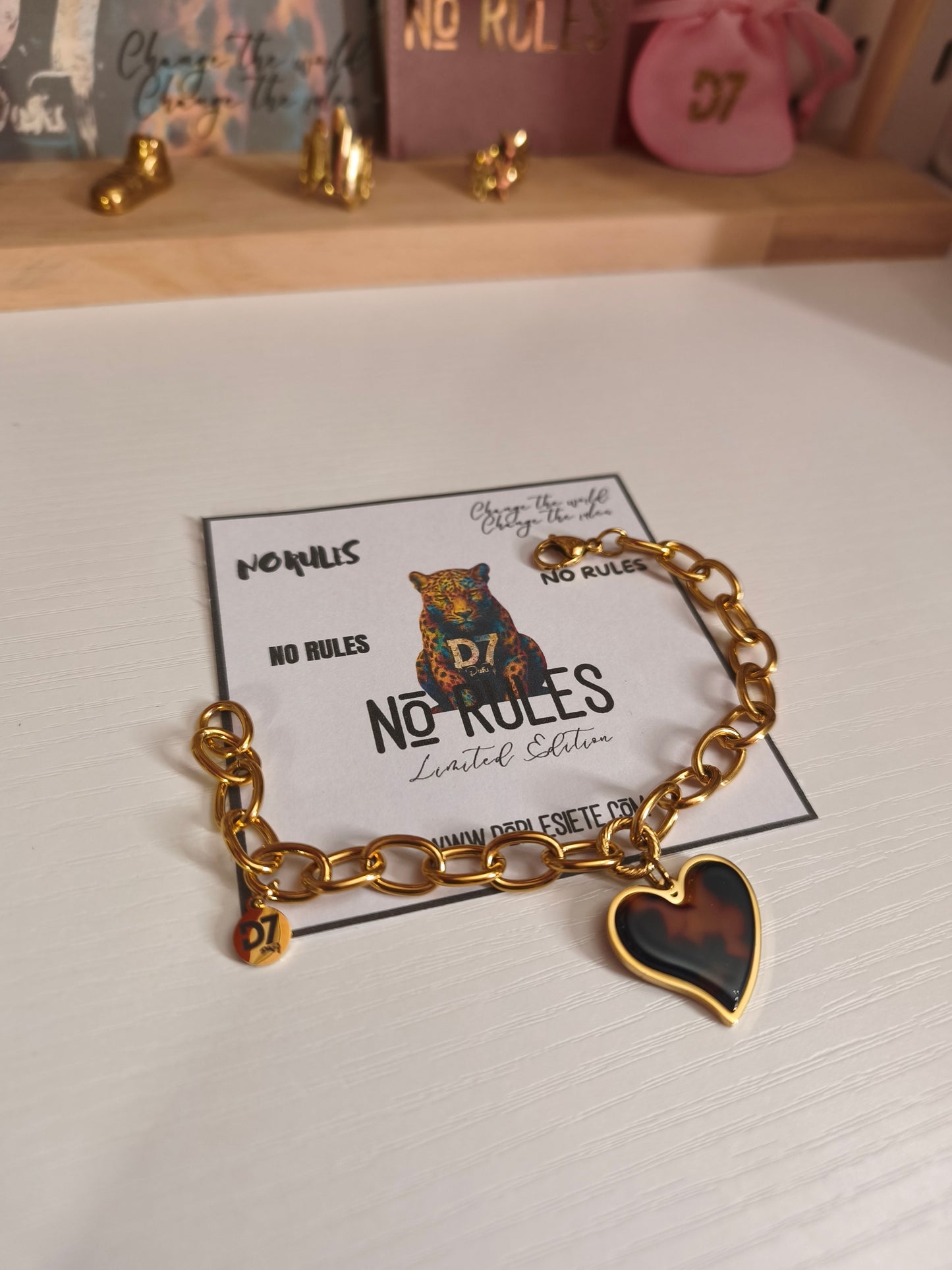 Pulsera Corazón Leopardo NR - D7