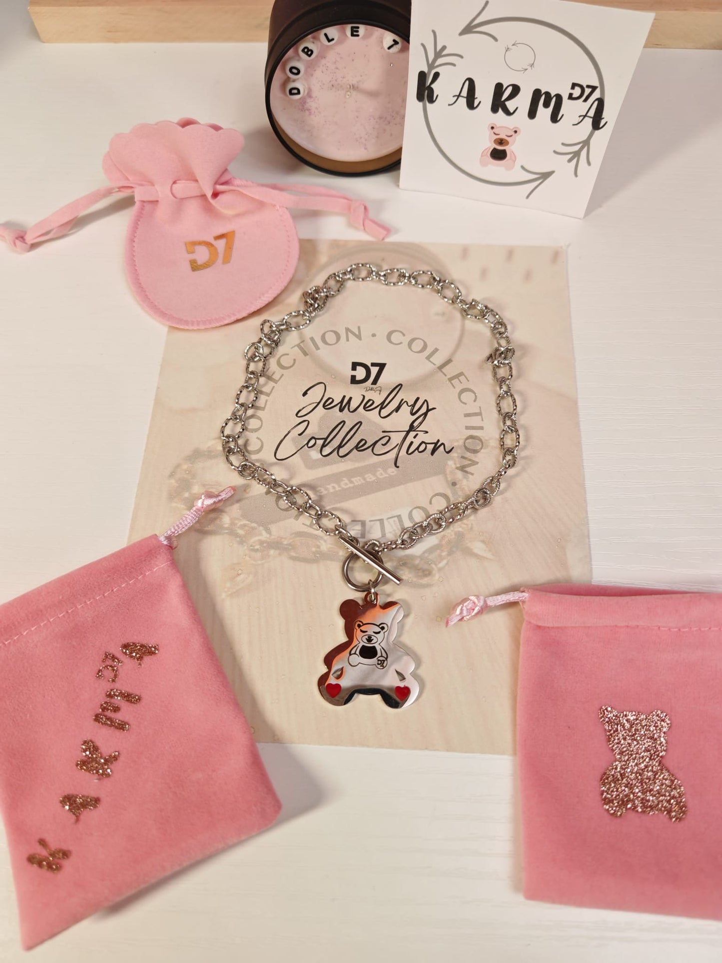 Collar Oso Karma Plata - D7