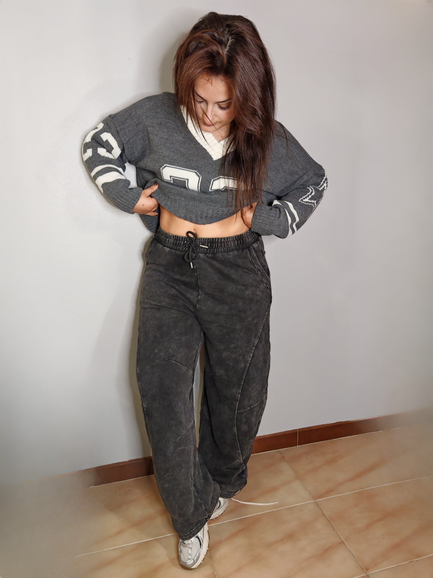 Pantalón Acid Wash Gris Oscuro