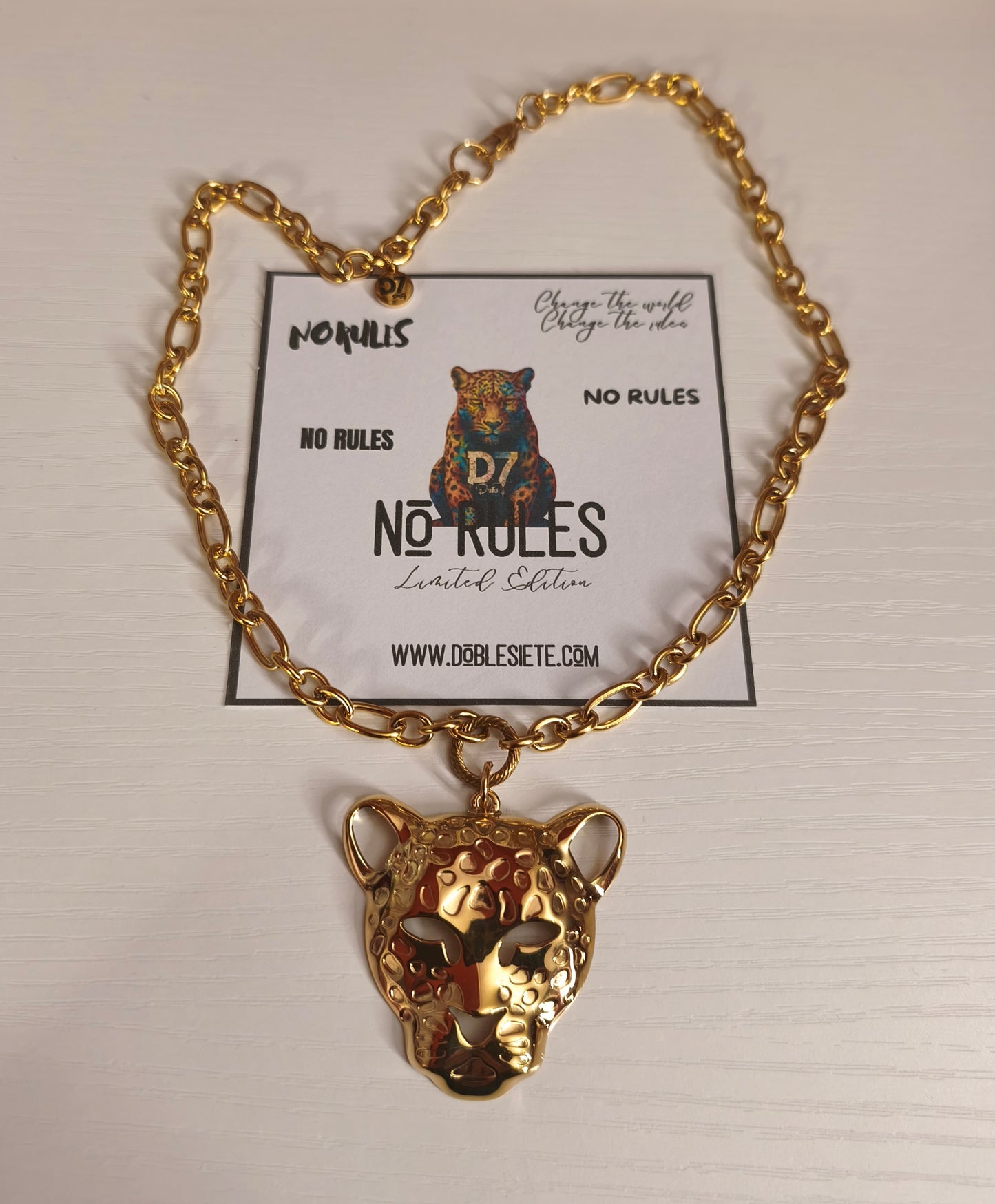 Collar Leopardo NR No Rules - D7 Oro