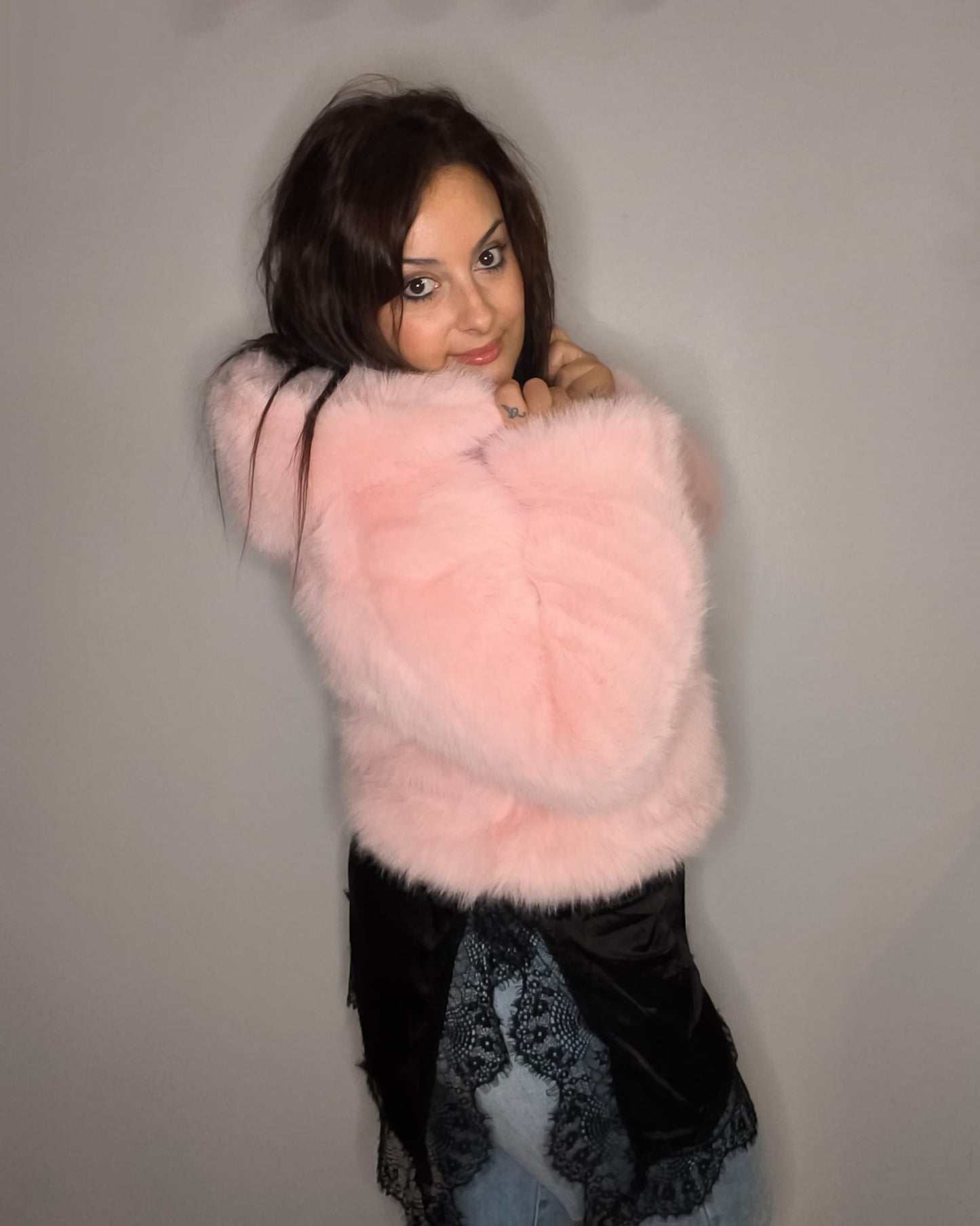 Abrigo Pelo Estela Rosa y Azul