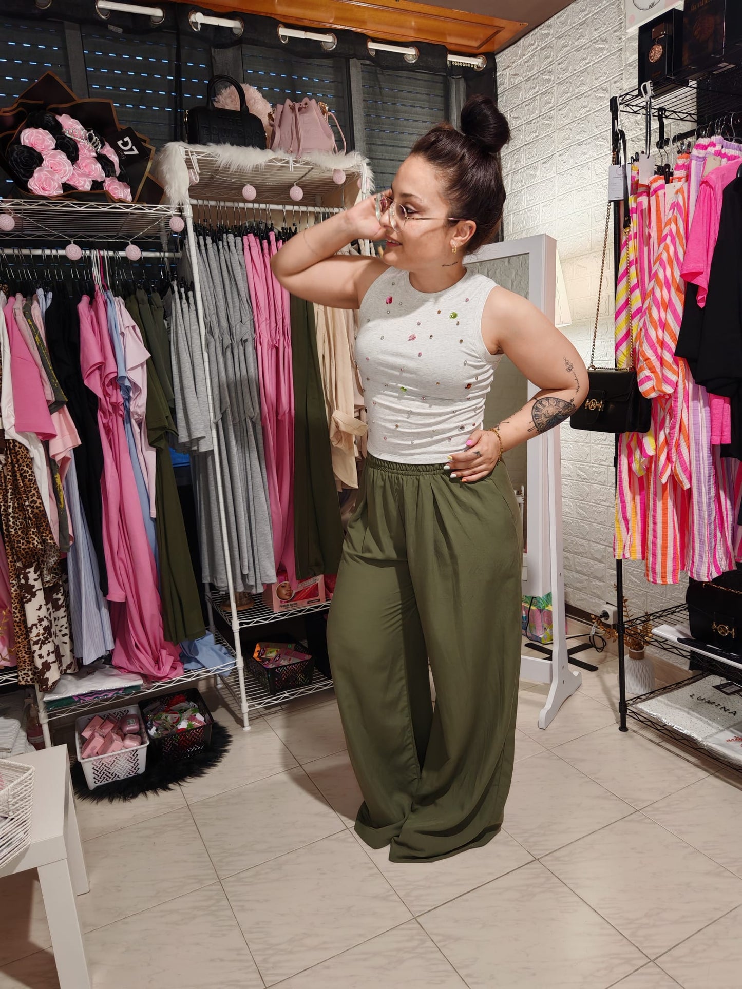 Pantalón Fluido Caqui Lum