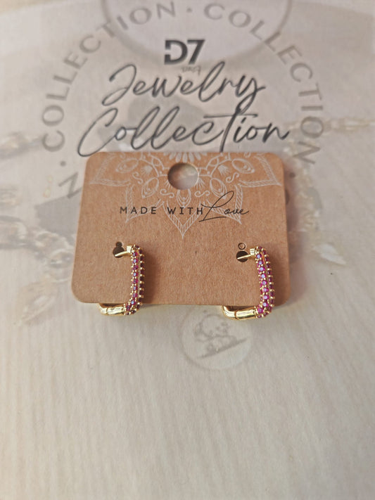 Pendientes GEO Oro Fucsia