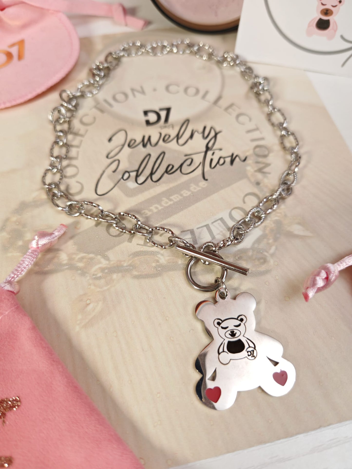 Collar Oso Karma Plata - D7